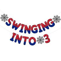 Banner de aniversário TaoBary Spider Theme 3rd Swinging into 3 Banner de aniversário TaoBary Spider Theme 3rd Swinging into 3