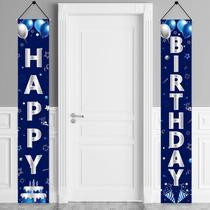 Banner de Aniversário Turypaty Azul e Prata - Decoração para Porta