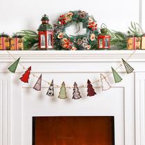Banner de árvore de Natal de madeira Garland Connvoice de 2,5 m vermelho verde Banner de árvore de Natal de madeira Garland Connvoice de 2,5 m vermelho verde