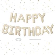 Banner de Balões de Aniversário Dagelar - Bege, Creme e Branco - 40cm Banner de Balões de Aniversário Dagelar - Bege, Creme e Branco - 40cm