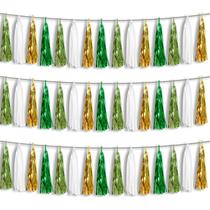 Banner de borla Garland Hysilla de 9 m, verde, bege, menta e ouro Banner de borla Garland Hysilla de 9 m, verde, bege, menta e ouro