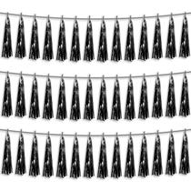 Banner de borla metálica preta Garland Hysilla 9,8 pés x3