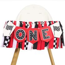 Banner de cadeira alta TERJIO Race Car Fast One Birthday Party
