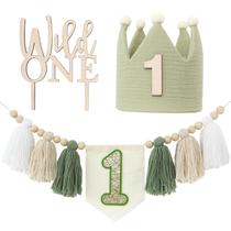 Banner de cadeira alta Wild One 1st Birthday Party Boy Decor