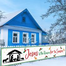 Banner de cartaz de Natal Funtery Jesus Is The Reason 300x50cm