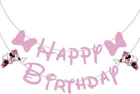 Banner de decoração de festa de aniversário Swiftion Pink Mouse