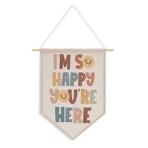 Banner de decoração de parede Boho Classroom Decor XFN Hanging Linen