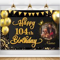 Banner de decorações de aniversário AUBAO Feliz 104.º aniversário