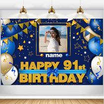 Banner de decorações de aniversário AUBAO Feliz 91º aniversário Banner de decorações de aniversário AUBAO Feliz 91º aniversário