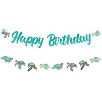 Banner de decorações de aniversário Jollyboom Turtle Sea Theme
