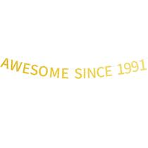 Banner de decorações de festa de aniversário LINGBOOM 34th Gold Glitter