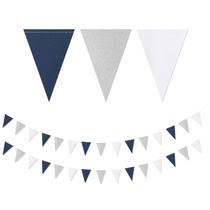 Banner de decorações de festa Lasting Surprise azul marinho branco-prata