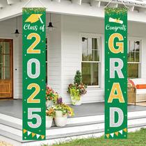 Banner de decorações de formatura 2025 GRAD Green Class of 2025