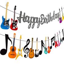 Banner de festa C L Cooper Life Guitar Birthday com recorte de 2 peças