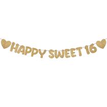 Banner de Festa de 16 Anos - Feliz Aniversário - Decoração Fulmoon