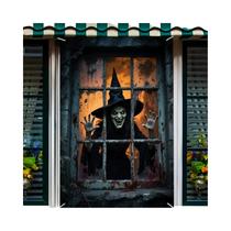 Banner De Festa De Halloween Com Design De Bruxa Aterrorizante, Decoração Durável Em Poliéster Para