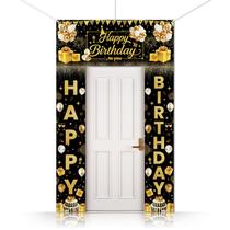Banner de festa na varanda CUTHOLLOW de feliz aniversário com balões de bolo