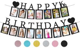 Banner de fotos Sweet 16 Birthday Decorations PartyHooman Black