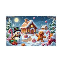 Banner De Fundo Festivo De Feliz Natal Com Bastões De Doces, Tinsel Prateado, Neve Branca, Arcos,