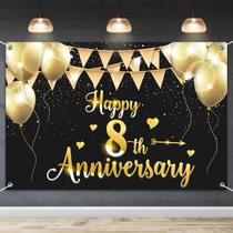 Banner de fundo HAMIGAR Feliz 8º aniversário 1,8 x 1,2 m