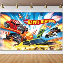 Banner de fundo Hot Car Birthday Party 1,8 x 1,1 m Tevxj