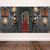 Banner de fundo Mixweer Medieval Castle 210x400cm Poliéster Banner de fundo Mixweer Medieval Castle 210x400cm Poliéster