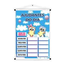 Banner de Lona Educativo Ajudantes do Dia Corujinhas 70x55cm
