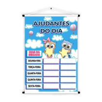 Banner de Lona Educativo Ajudantes do Dia Corujinhas - 85x60cm