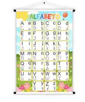 Banner de Lona Educativo Alfabeto Letras Cursivas e Forma Jardim Flores - 85x60cm