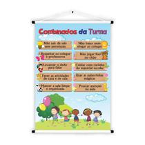 Banner De Lona Educativo Combinados da Turma Crianças Felizes - 85x60cm Banner De Lona Educativo Combinados da Turma Crianças Felizes - 85x60cm