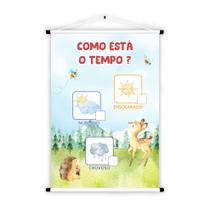 Banner de Lona Educativo Como Está o Tempo Animais Aquarela - 85x60cm