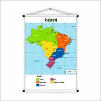 Banner de Lona Educativo Mapa do Brasil Regiões - 85x60cm - UdiPrint