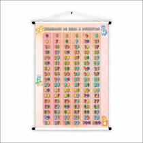 Banner de Lona Educativo Numerais de 0 a 200 dinossauro aquarela 70x55cm