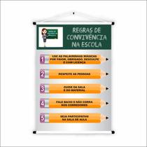 Banner de Lona Educativo Regras de Convivência na Escola 70x55cm Banner de Lona Educativo Regras de Convivência na Escola 70x55cm