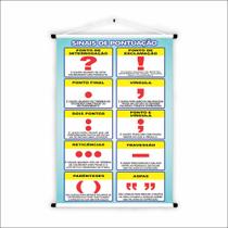 Banner de Lona Educativo Sinais de Pontuação Símbolos 70x55cm