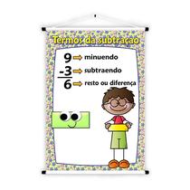 Banner de Lona Educativo Termos da Subtração Fundo Estrelas - 85x60cm