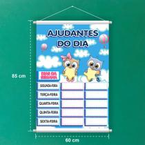Banner De Lona Escolar Ajudantes do Dia Corujinhas - 85x60cm