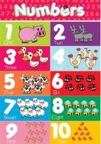 Banner De Lona Escolar em Inglês Contando até 10 Animais - 85x60cm Banner De Lona Escolar em Inglês Contando até 10 Animais - 85x60cm