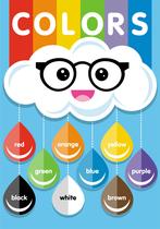 Banner De Lona Escolar em Inglês Cores - 85x60cm
