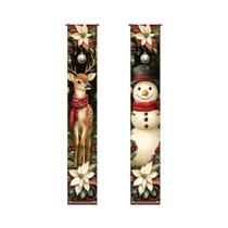 Banner De Natal Com Boneco De Neve E Rena, Decoração Festiva Para Varanda VIKAMA Banner De Natal Com Boneco De Neve E Rena, Decoração Festiva Para Varanda VIKAMA