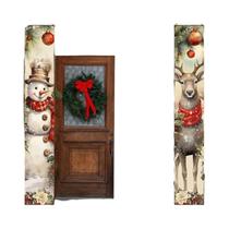 Banner De Natal Para Porta, Boneco De Neve E Cervo, Placa De Boas-Vindas Para Interiores E