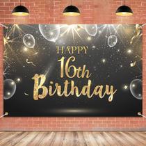 Banner de pano de fundo de aniversário HAMIGAR 16th Happy 16 Years Old