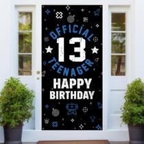 Banner de pano de fundo em tecido para decoração PHXEY Happy 13th Birthday