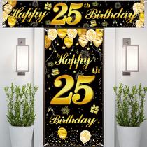 Banner de porta com decorações de aniversário 25º Feliz Aniversário