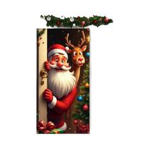 Banner De Porta De Natal Com Papai Noel E Rudolph, Decoração De Porta Com Recorte, Banner 2D Para Banner De Porta De Natal Com Papai Noel E Rudolph, Decoração De Porta Com Recorte, Banner 2D Para