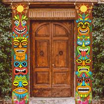 Banner de porta havaiano Luau Tiki Totem de suprimentos de decoração Banner de porta havaiano Luau Tiki Totem de suprimentos de decoração