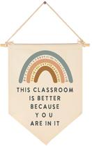 Banner de sala de aula FYSIA em tela bege, decoração de 39x28 cm