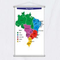 Banner Didático Escolar Mapa do Brasil Regiões 80x50cm