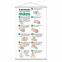 Banner Educativo Aprenda a Lavar as Mãos 120x65cm Banner Educativo Aprenda a Lavar as Mãos 120x65cm