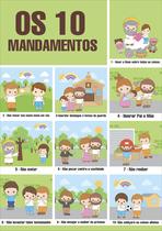 Banner Educativo Bíblico Religioso Os Dez Mandamentos Crianças com Os Ensinamentos na Tábua dos Mandamentos - 85x60cm Banner Educativo Bíblico Religioso Os Dez Mandamentos Crianças com Os Ensinamentos na Tábua dos Mandamentos - 85x60cm